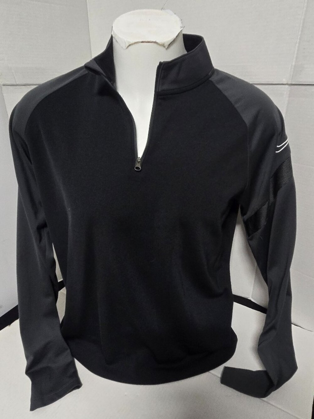 Nike Dri-FIT Men's Large 1/4 Zip Pullover Black Gray Athletic Running Golf Top